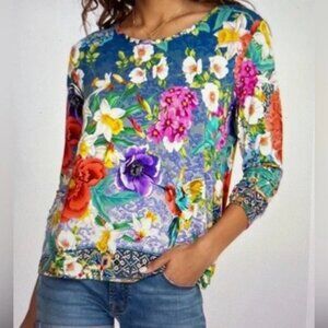 Johnny Was Sunrise Favorite Floral Hummingbird Tee